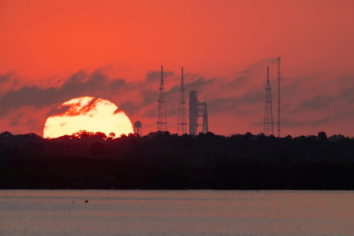 Early morning light near a Titusville launch facility on Florida's Space Coast